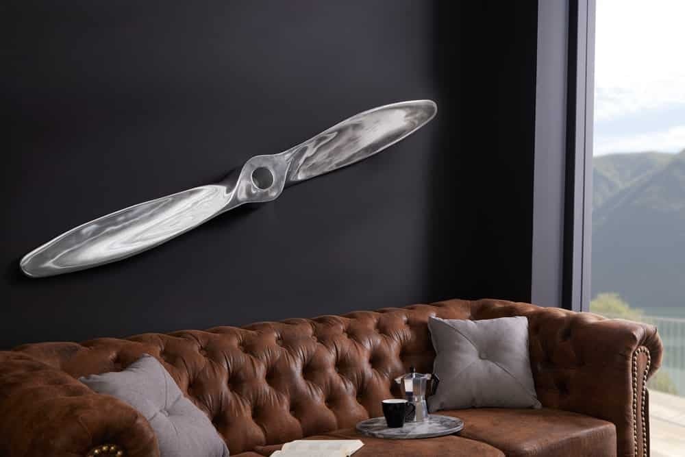 Authentieke wanddecoratie SCREW II – Zilveren vliegtuigpropeller 110 cm | Invicta Interior