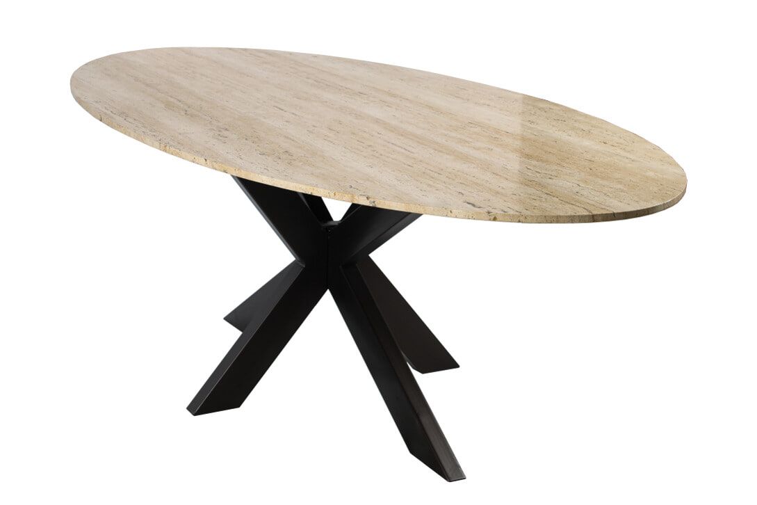 Avalon ovale eettafel van travertijn – stijlvol en ruim 230 × 115 cm
