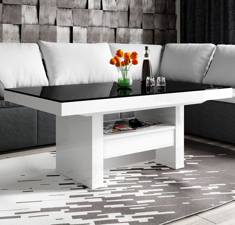 Aversa Lux – Verstelbare Salontafel & Eettafel in Hoogglans Wit