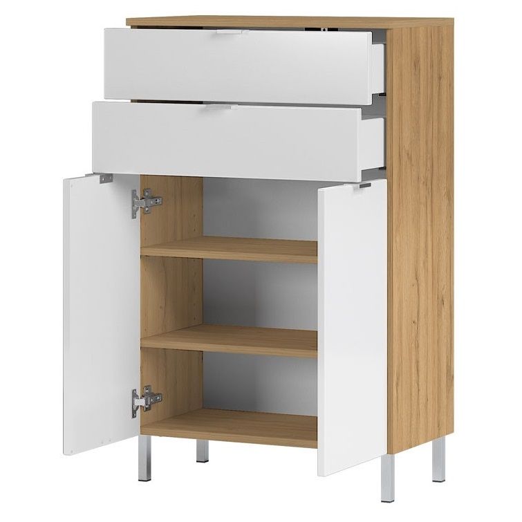Badkamerkast Bruno – Grandson eiken met wit – 97 cm hoog