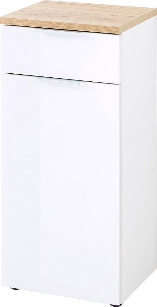 Badkamerkast Pescara 86 cm – Strak wit met navarra eiken details