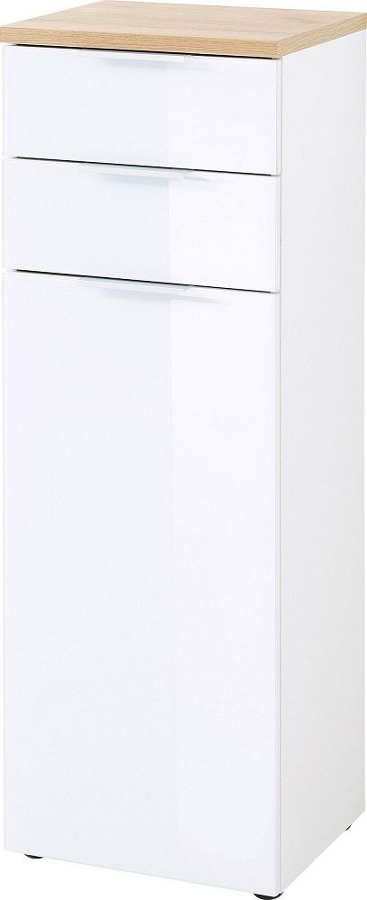 Badkamerkast Pescara – Strakke wit‑eiken combo, 112 cm hoog