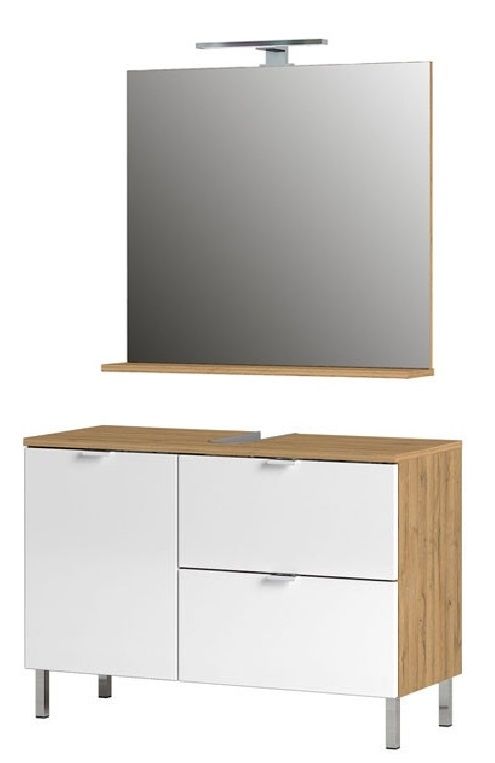 Badkamermeubelset Bruno – Moderne 2‑delige set in Grandson eiken & wit