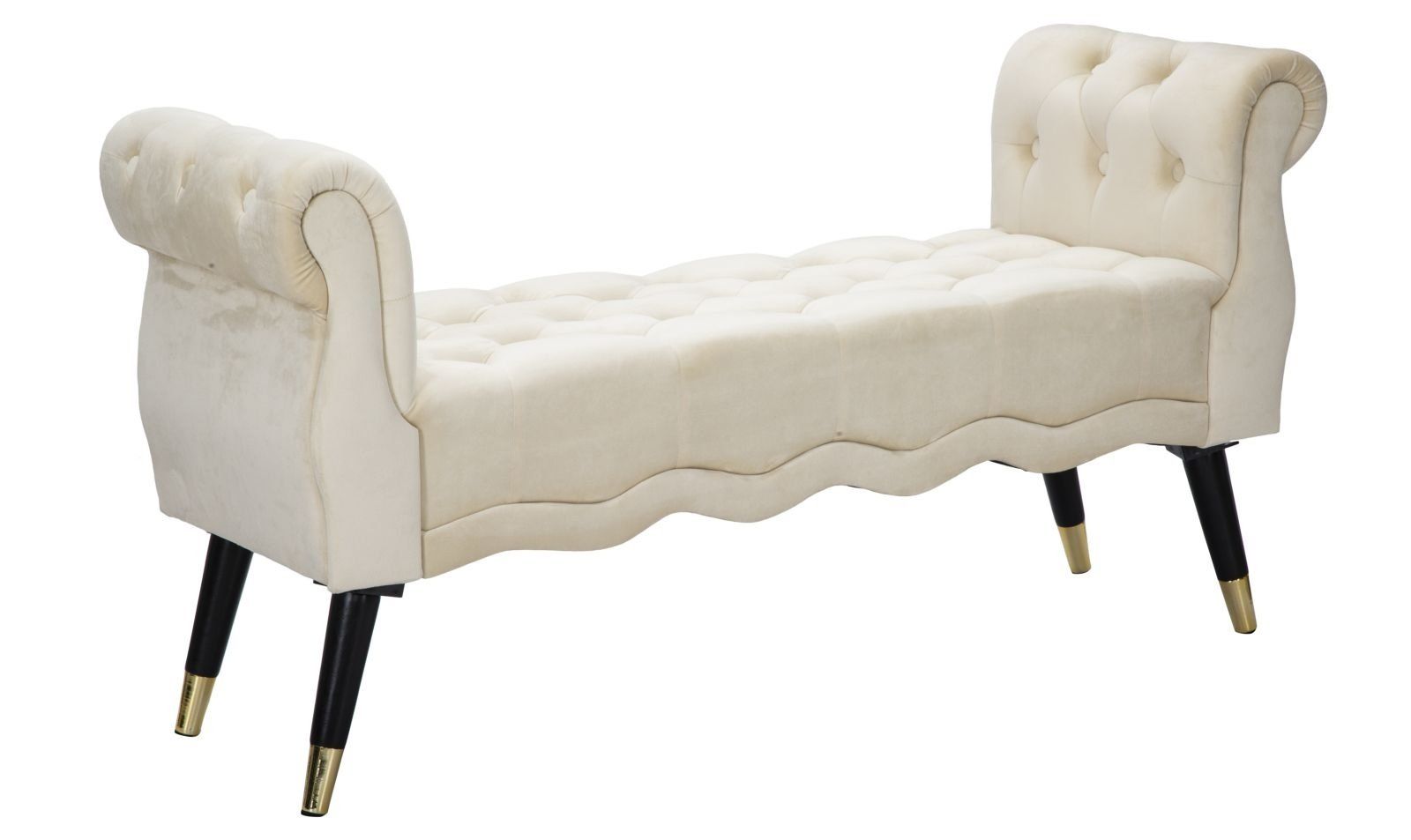 Bankje Parijs – Cremekleur met gouden accenten, 120 × 40 × 60 cm | Mauro Ferretti