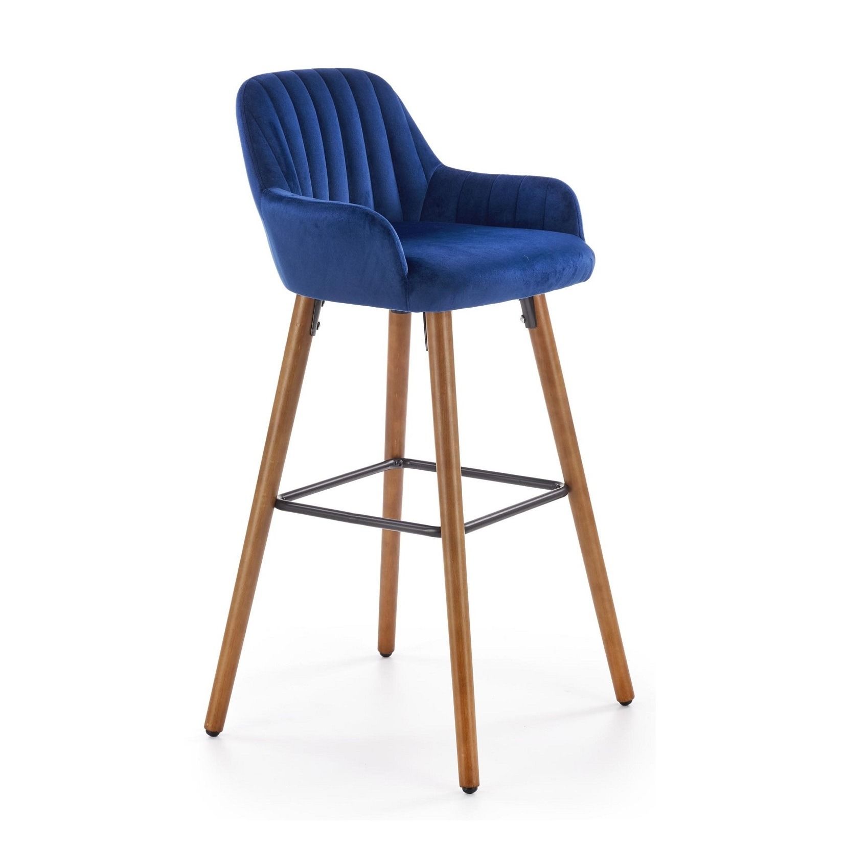 Barkruk Marley – Stijlvolle blauwe kruk met stevige houten poten, 97 cm hoog