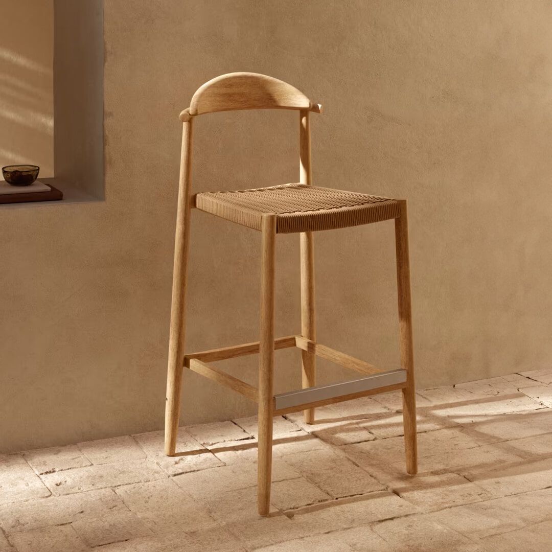 Barkruk Nina van Kave Home – Elegante Beige Barstoel voor binnen en overdekt buiten