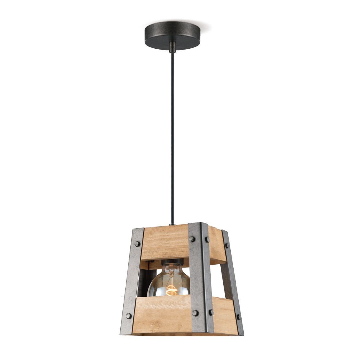 Barn Hanglamp – Natuurlijke hout‑ en burned‑metal verlichting voor elk interieur