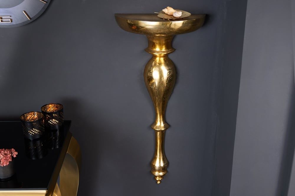 Barokke Gouden Wandconsole SCALA 80 cm – Handgemaakte Metalen Wandplank van Invicta Interior