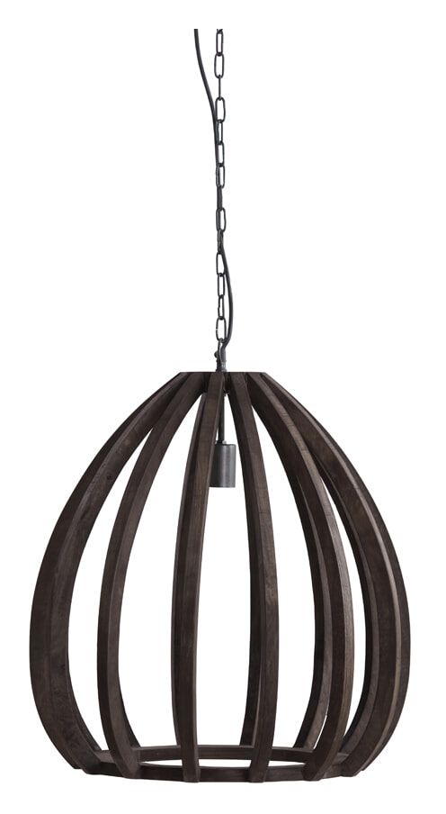 Barsia Hanglamp van Light & Living – Warme Mangohouten Sfeer in Donkerbruin