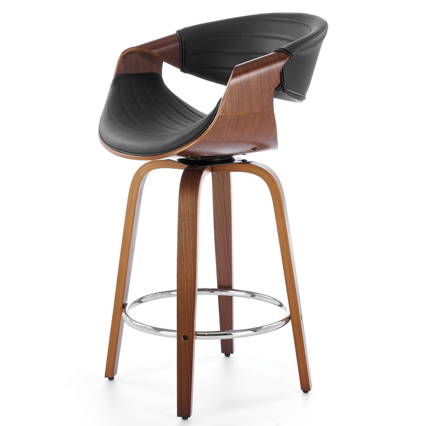 Barstoel Brenda Ovaal – Zwart & Walnoot, elegant design voor elke bar