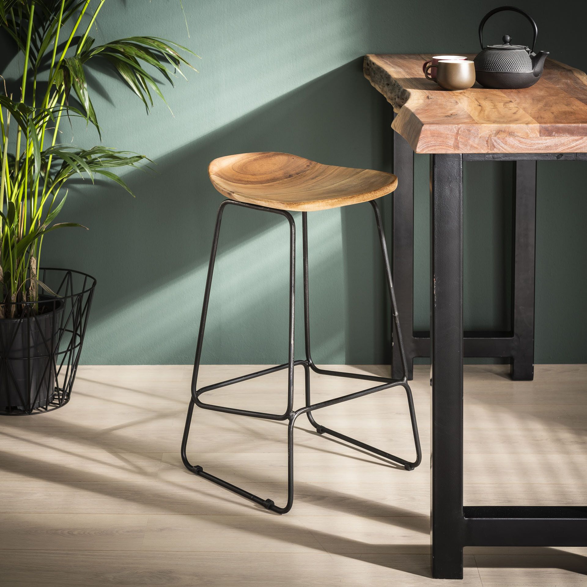 Barstoel Nicole – Massief Acaciahout, Stoere Look voor je Bartafel