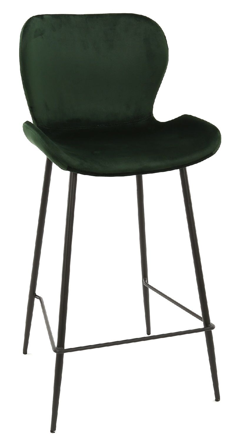 Barstoel Wilson – groene velvet barstoel met zwart poedercoat frame