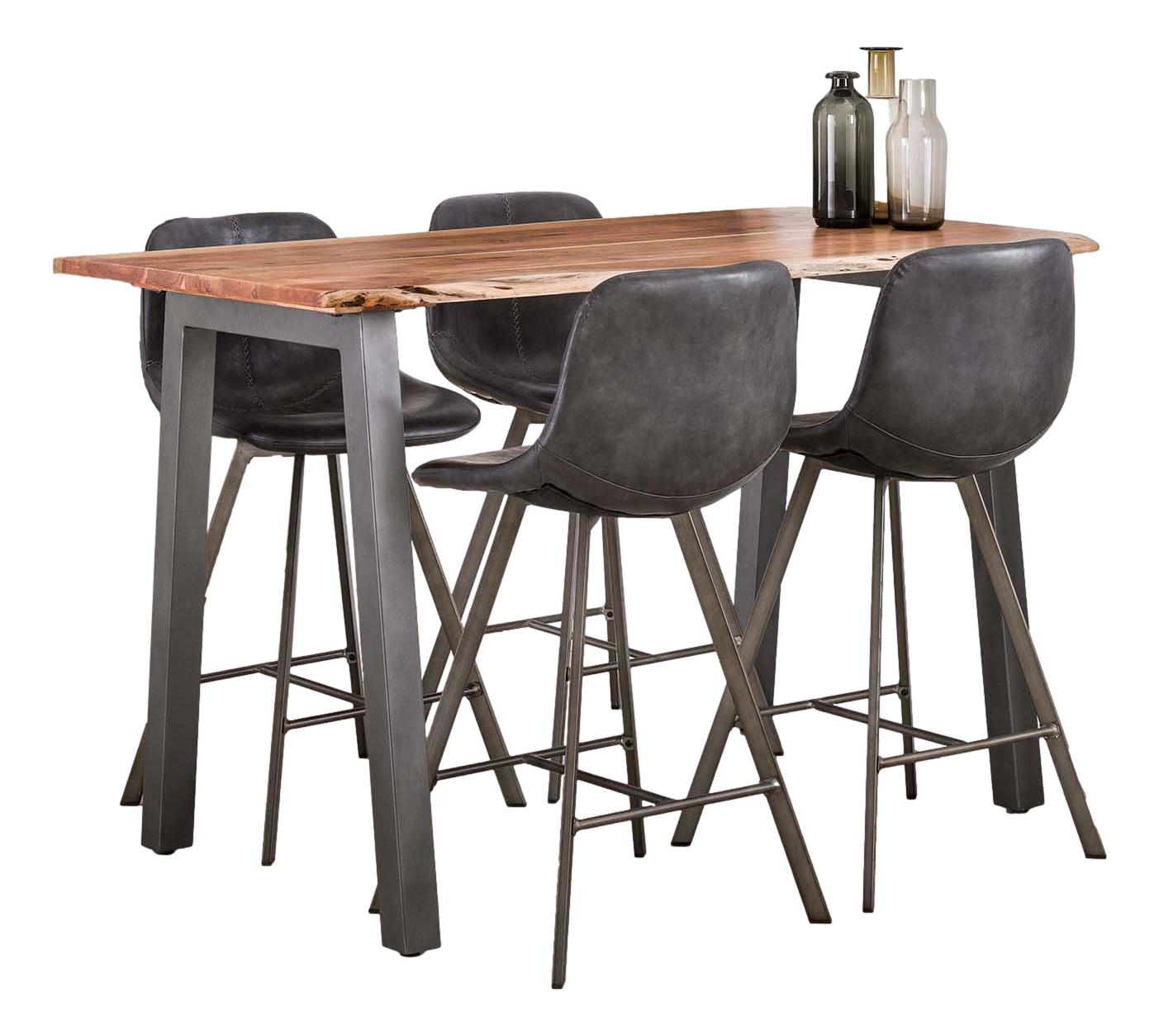 Bartafel Edge 147 cm – massief Acacia met grijze staalpoten