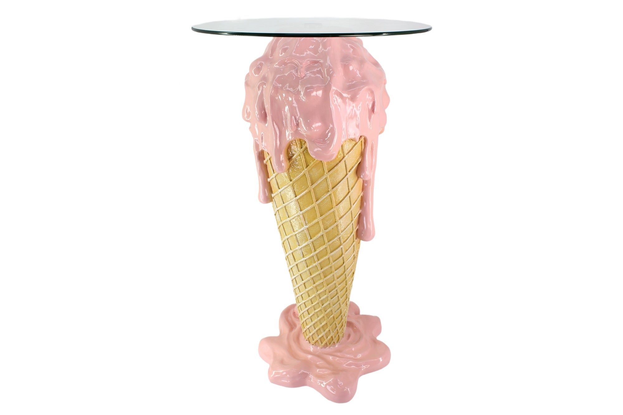 Bartafel ICE CREAM 105 cm – Elegante roze‑beige tafel met gehard vezelglas
