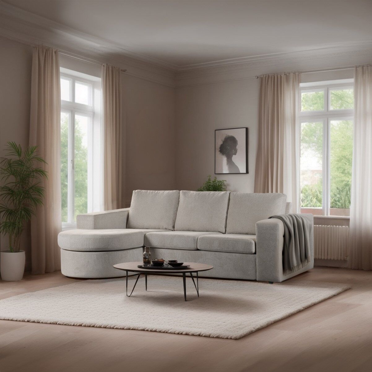 BASE 3‑zit Loungebank Mats – Strak Comfort in Beige