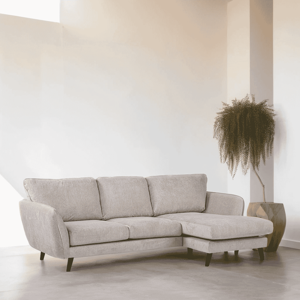 BASE Shafiq 3‑zit Loungebank – Rechts, Beige – Comfort en Stijl voor de Moderne Woonkamer