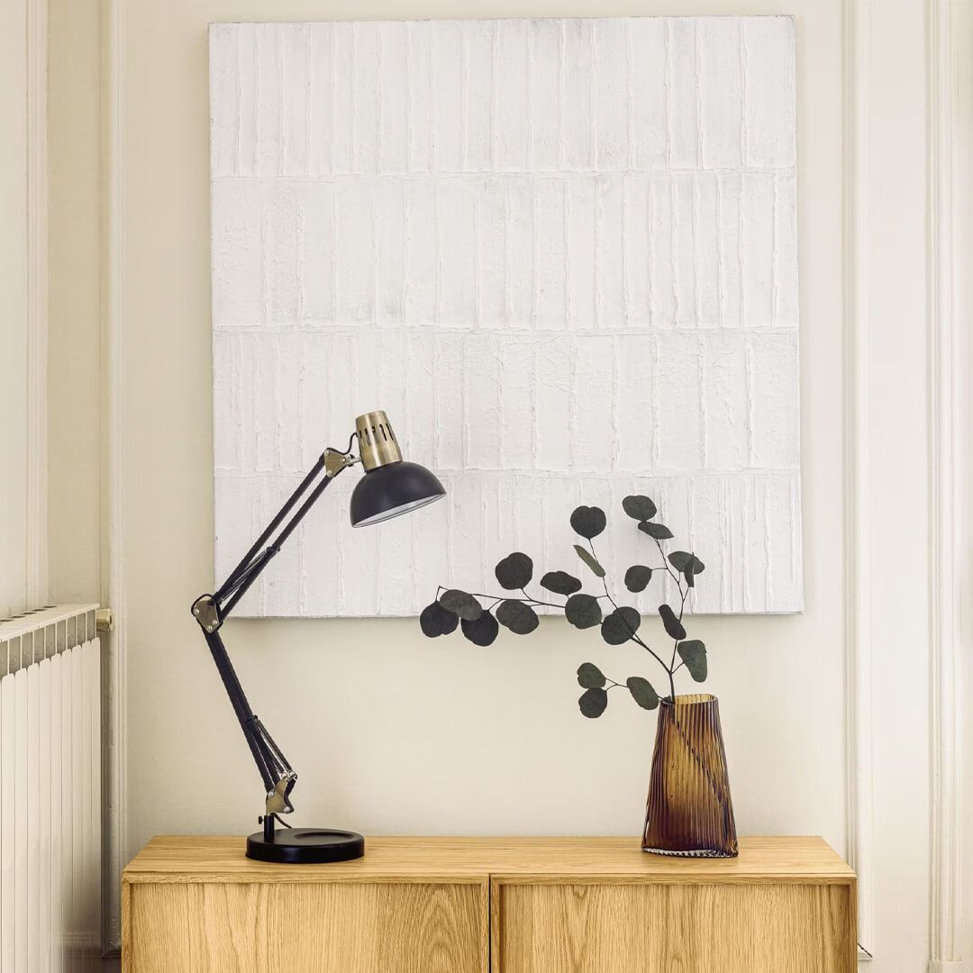 Basilisa Wandpaneel 90 × 90 cm – Strak Wit Design van Kave Home