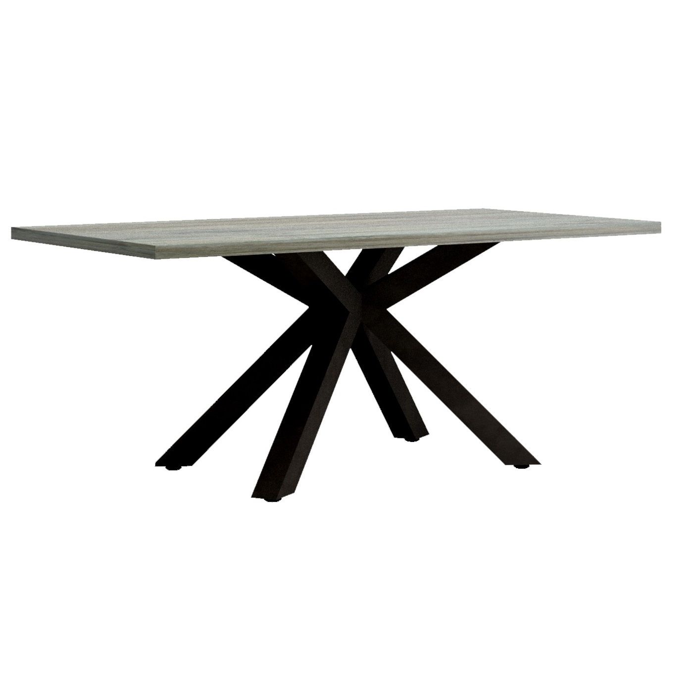 Baxter eettafel 220 × 90 cm – robuust industrieel design in grijs eiken & antraciet