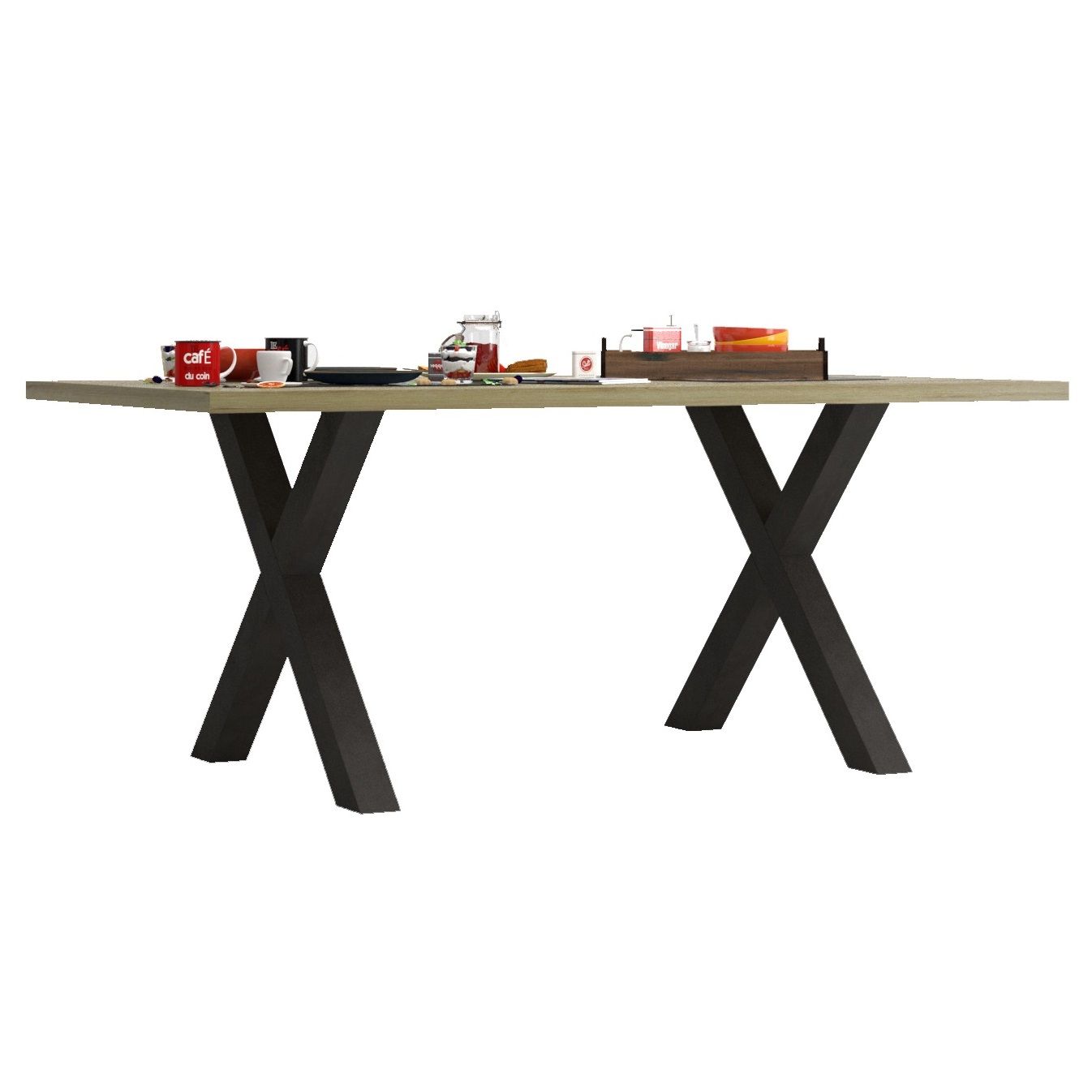 Baxter X eettafel 170×100 cm – robuust eiken met antraciet X‑poten