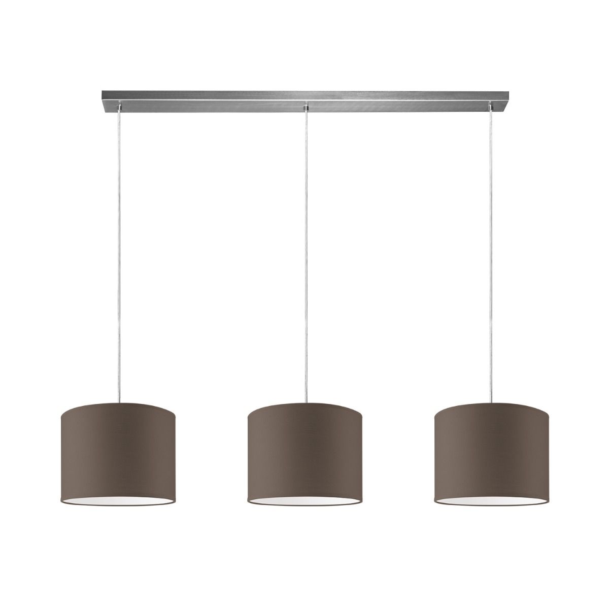 Beam 3 Bling – Luxe drielichts pendellamp met taupe katoenen kap (Ø 25 cm)