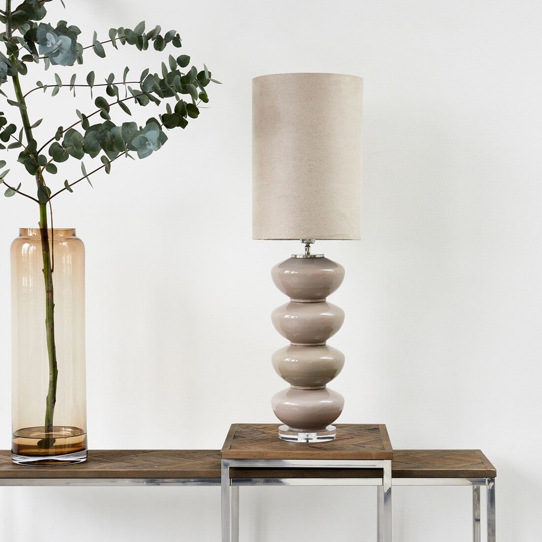 Beaugrand Tafellamp Voet van Rivièra Maison – Glanzend Beige Glazen Design