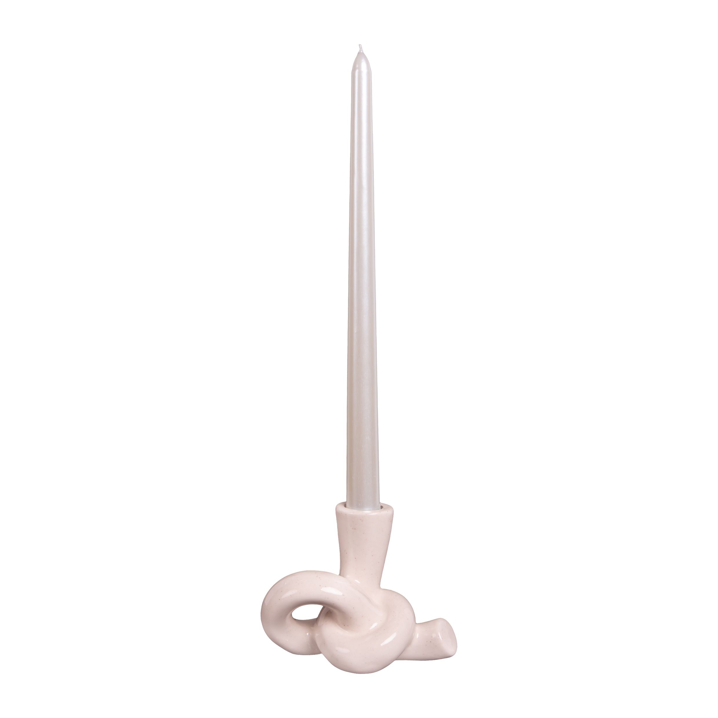 Beige keramische kaarsenhouder QUVIO – stijlvolle knot voor een warme sfeer