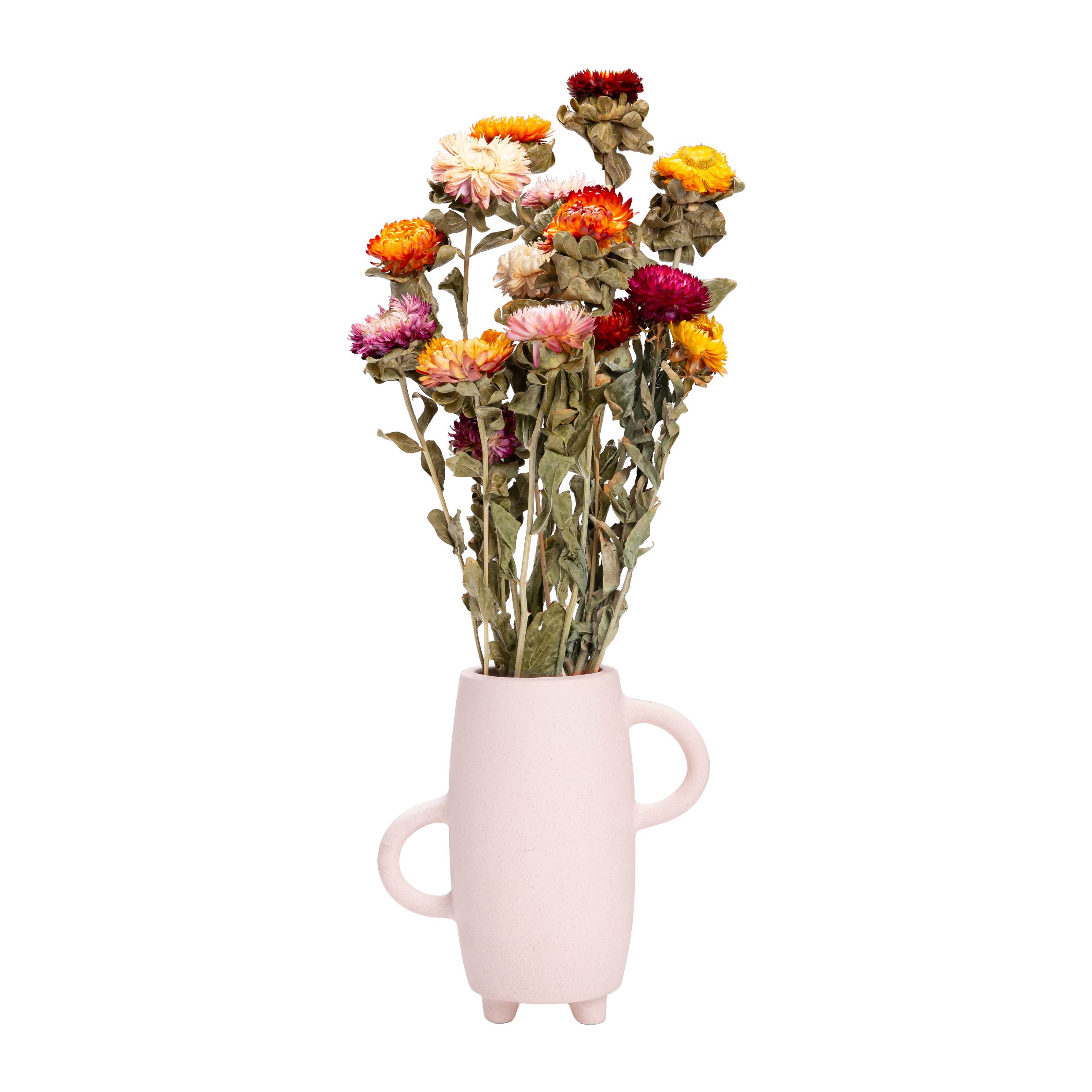 Beige keramische vaas met handvat en 3 poten – QUVIO