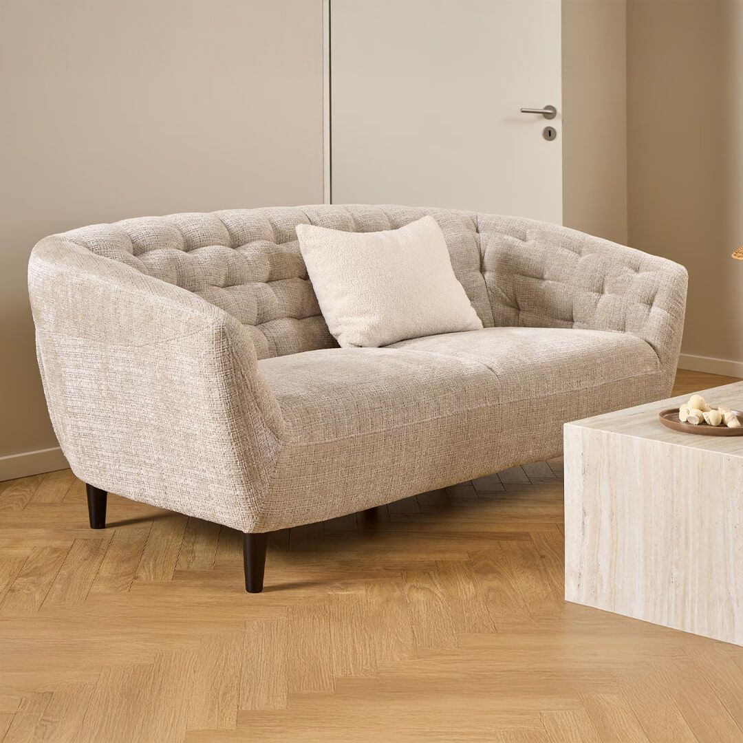 Bendt 3‑zitsbank Loes in zachte beige chenille – stijlvol & comfortabel