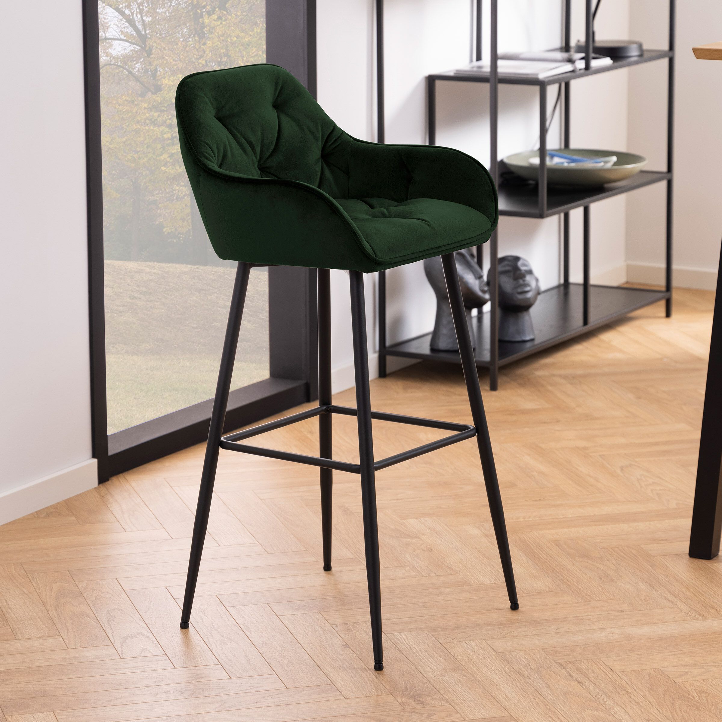 Bendt barkruk Loren Velvet – tijdloos design in Forest Green