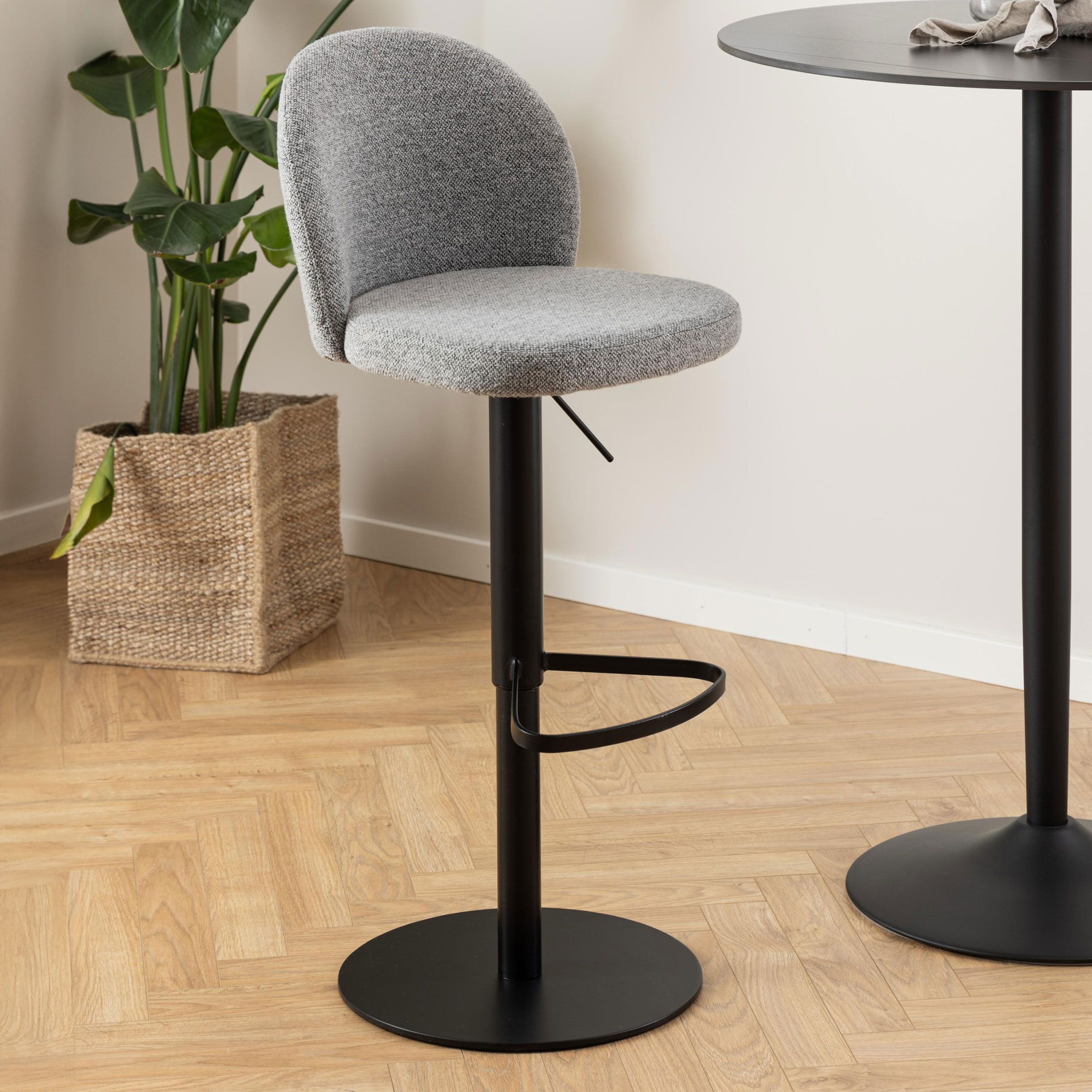 Bendt Draaibare Barkruk Alba – Grijs, 55‑80 cm met gaslift & draaifunctie