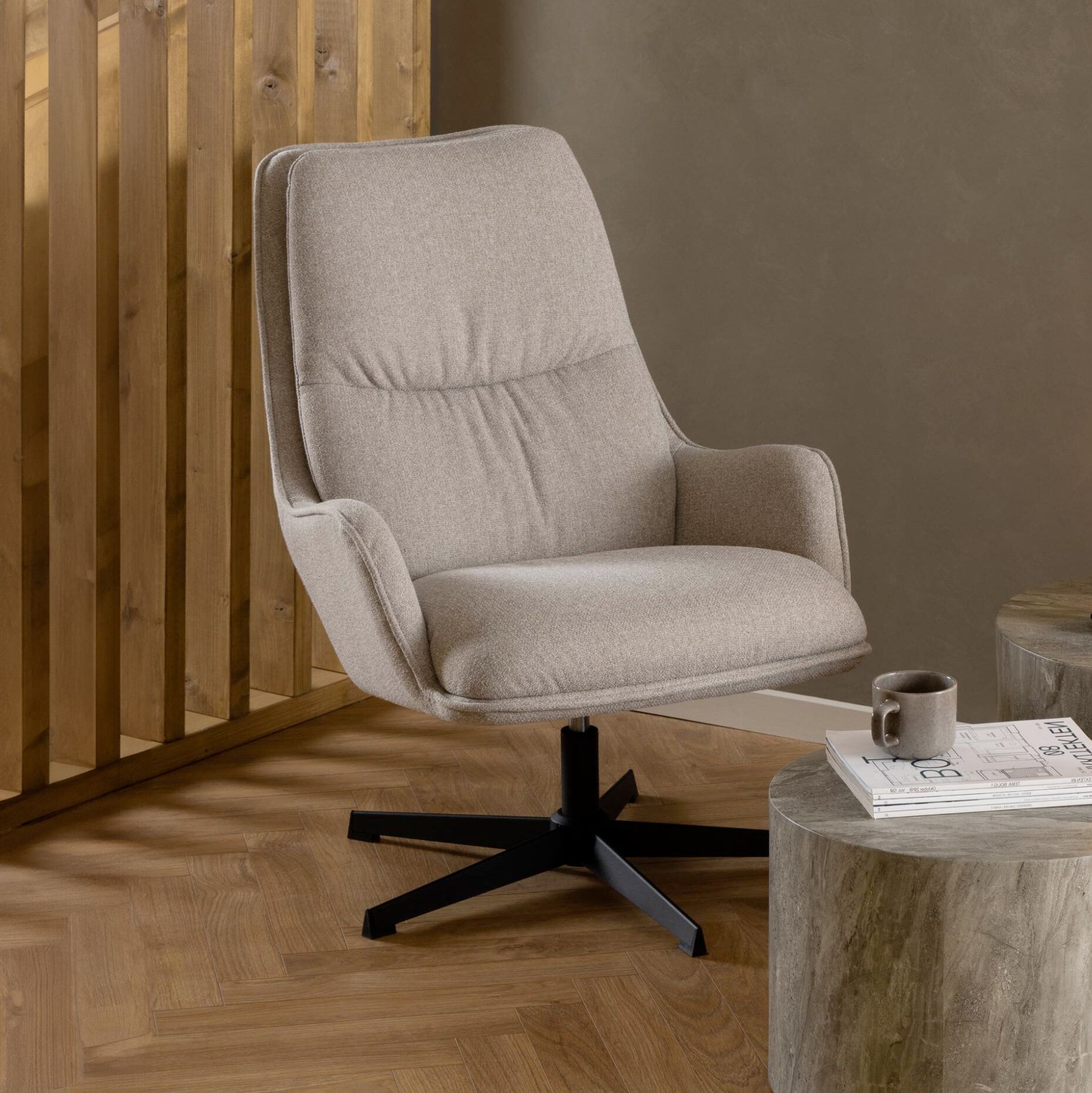 Bendt Draaifauteuil Damiano – Moderne loungestoel in Beige stof