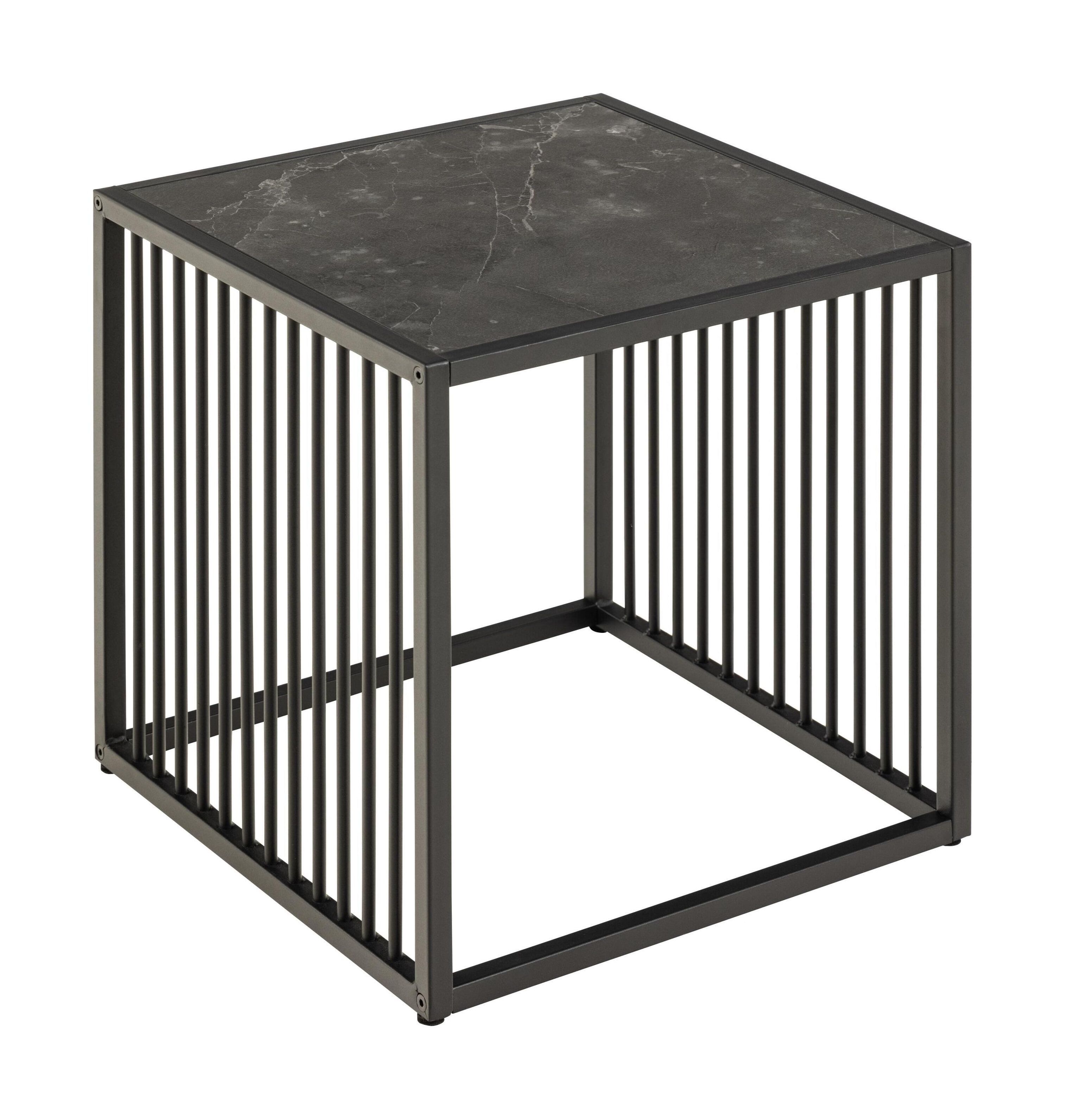 Bendt Esme Bijzettafel – Strakke Marmerlook in Zwart, 40×40 cm