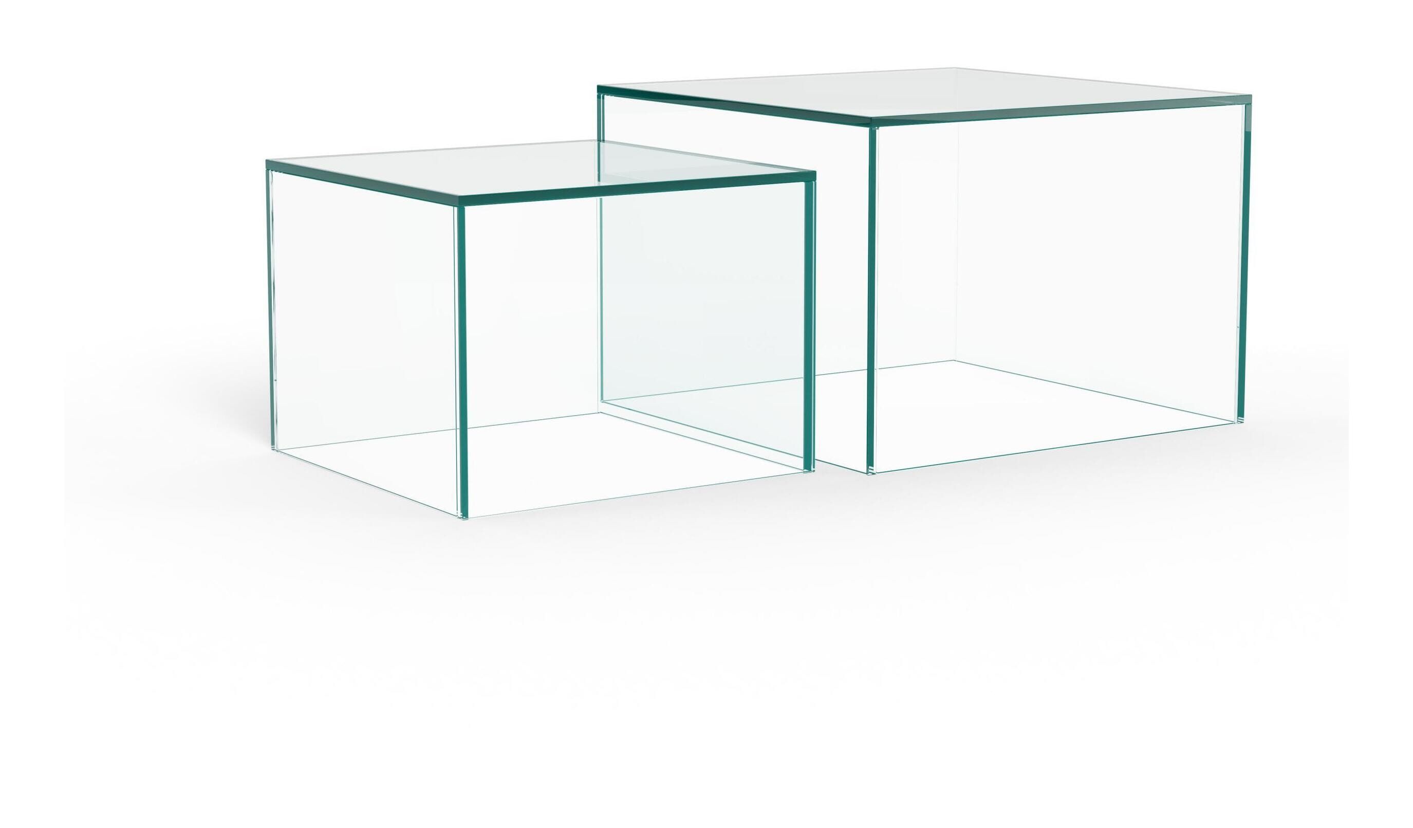 Bendt Flavian Glazen Salontafelset – Transparant & Vierkant (2‑delig)