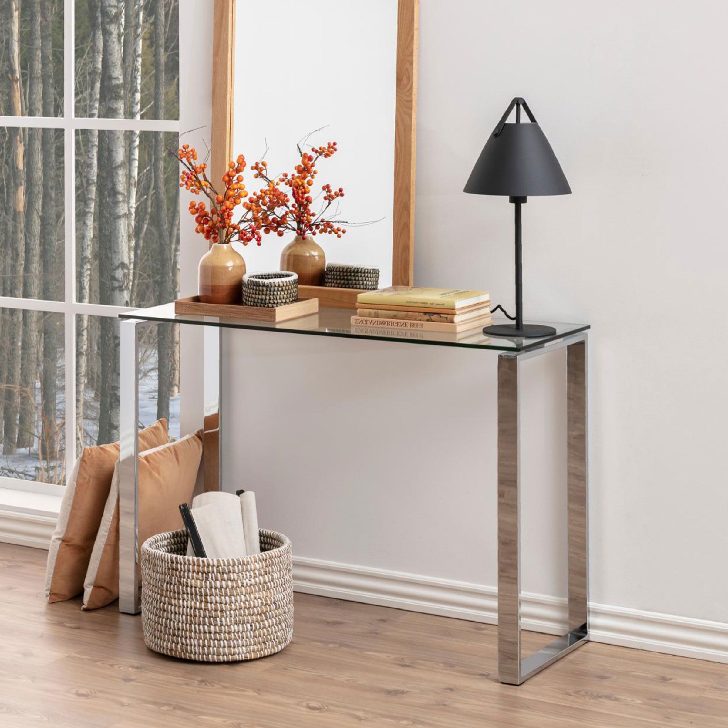 Bendt Glazen Sidetable Lone Chroom – Moderne Sidetable van 110 cm