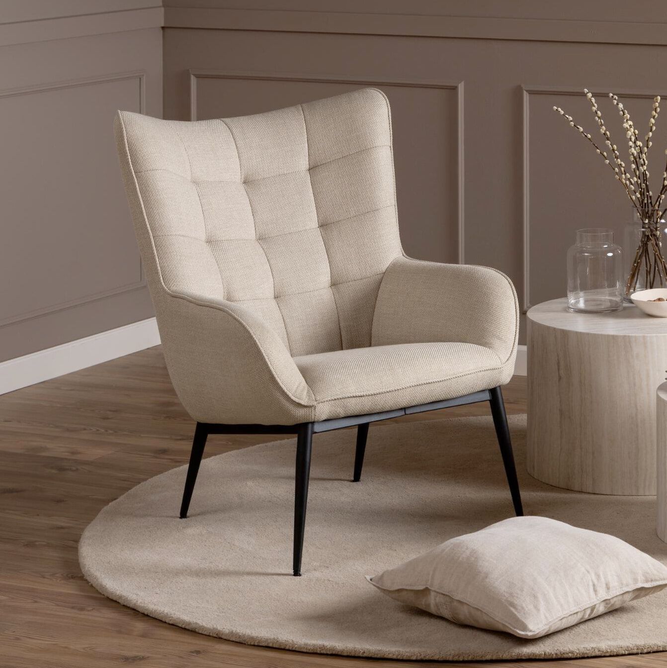 Bendt Kittie wingback fauteuil – modern beige design voor elke leefruimte