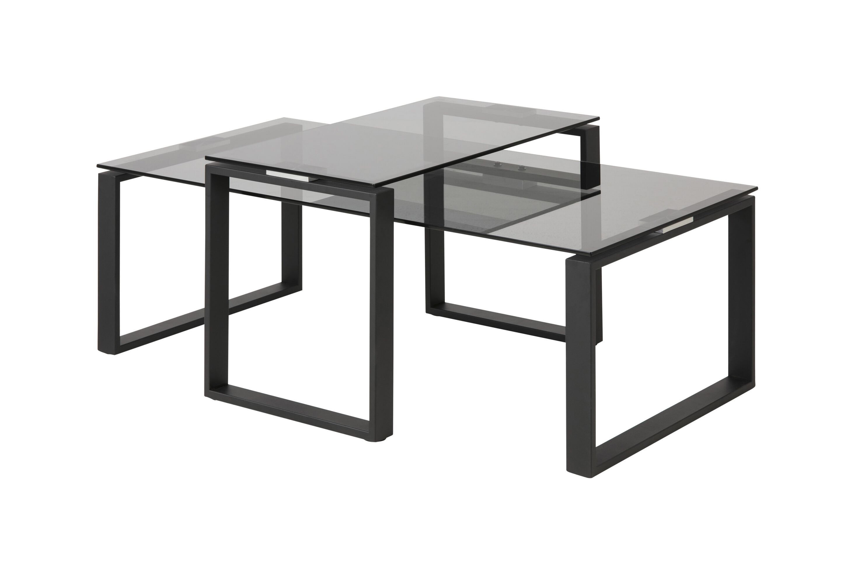 Bendt Lone Salontafel Set – Modern rookkglas met strakke zwarte basis