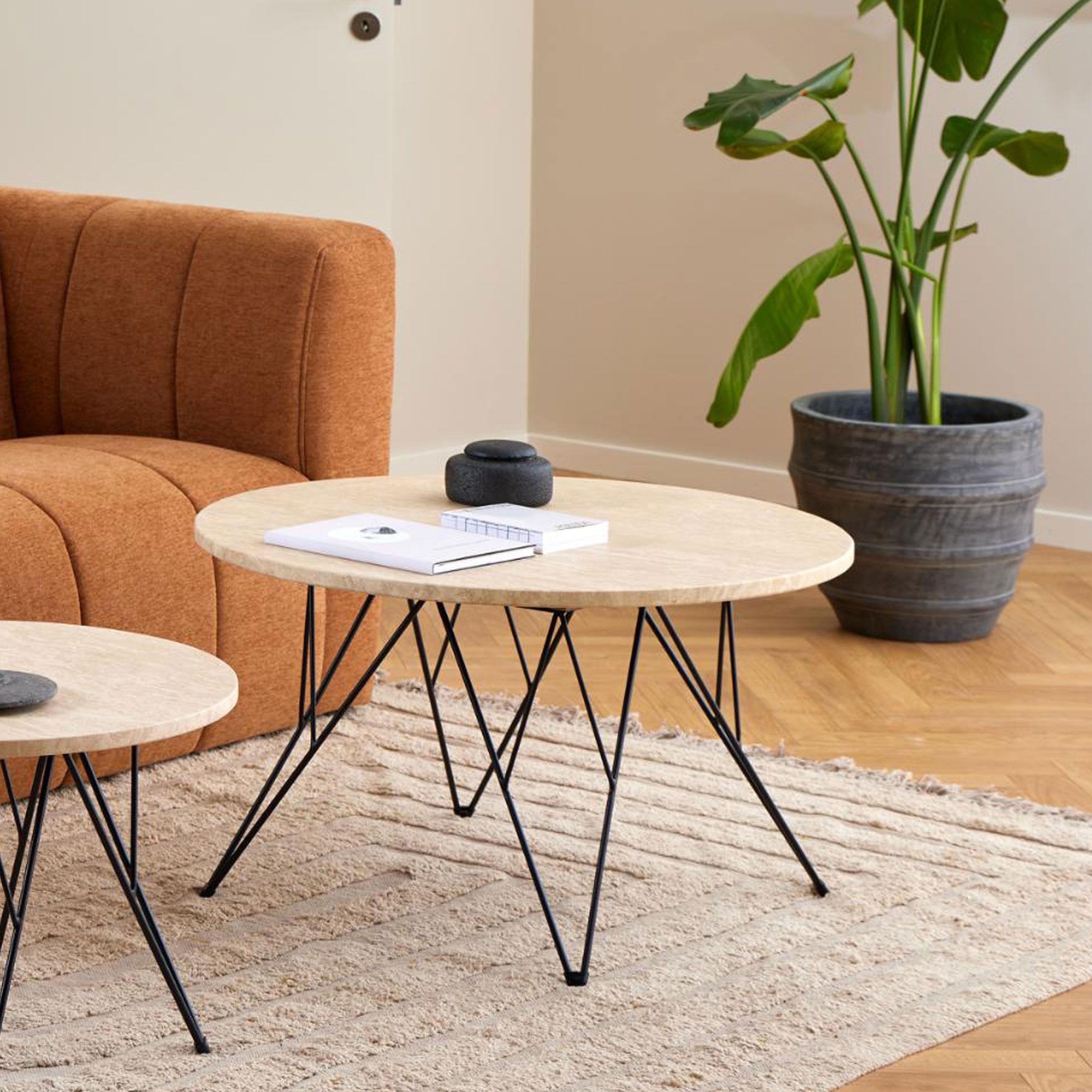 Bendt Nadia Ronde Salontafel – Natuurlijk Travertin, 80 cm