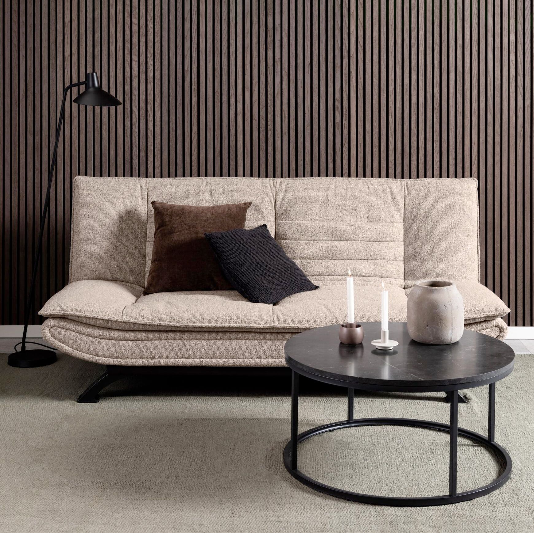 Bendt Oliver Slaapbank – Moderne Bouclé in Beige met Click‑Clack