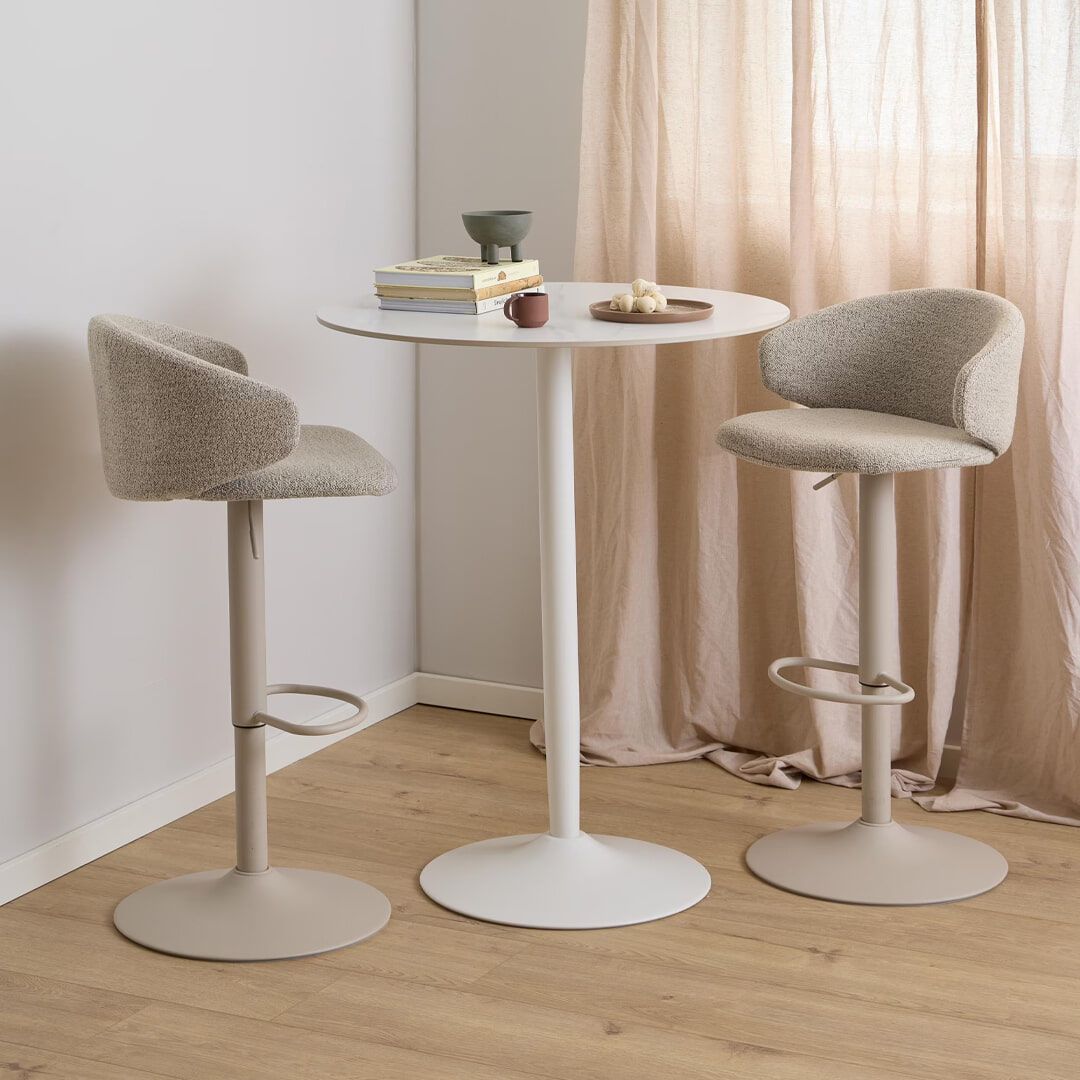Bendt Ronde Bartafel Tempest – Witte keramiek met marmerprint, 80 cm