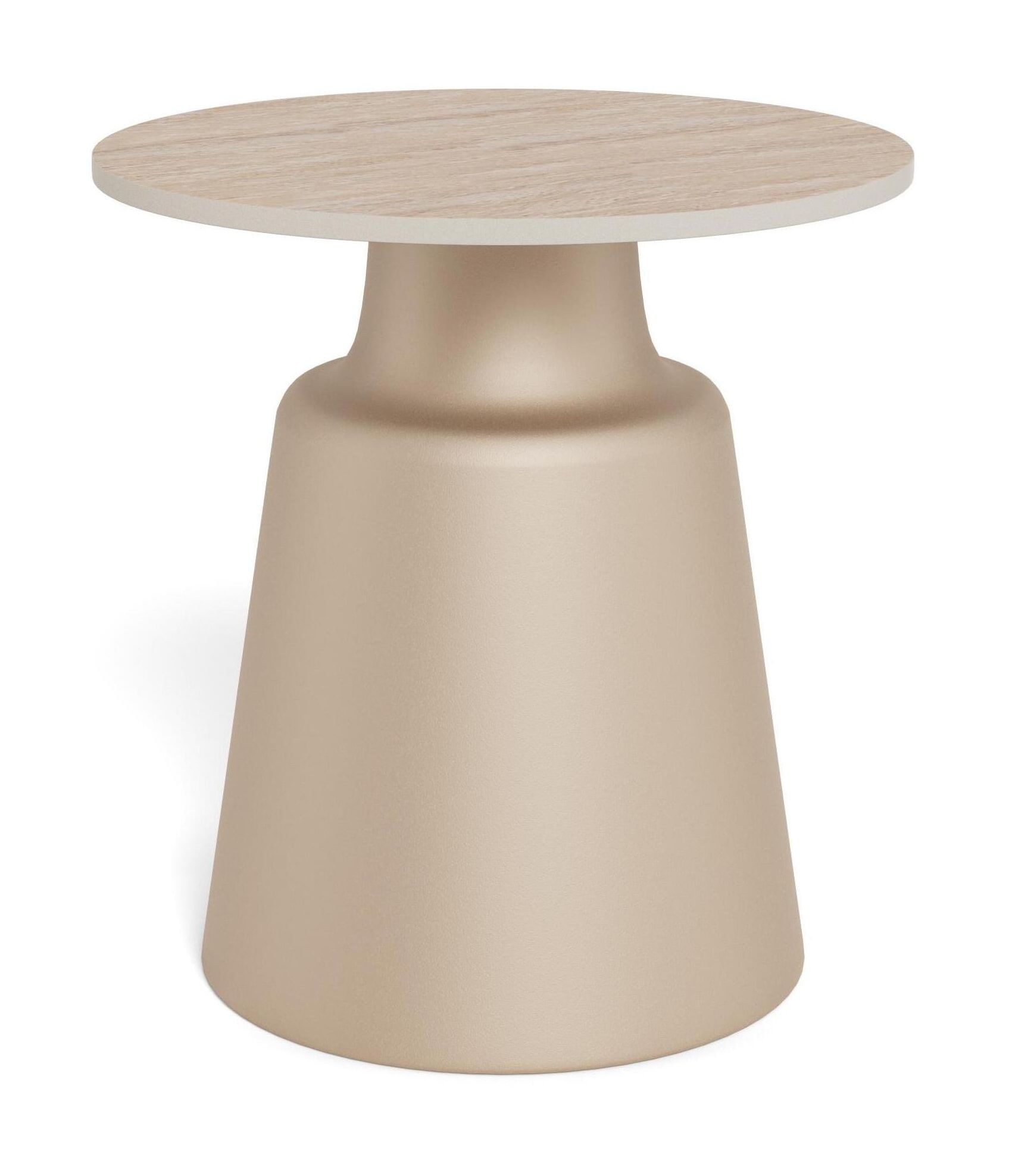 Bendt ronde bijzettafel Waleed – keramisch blad in travertinlook, 45 cm, beige