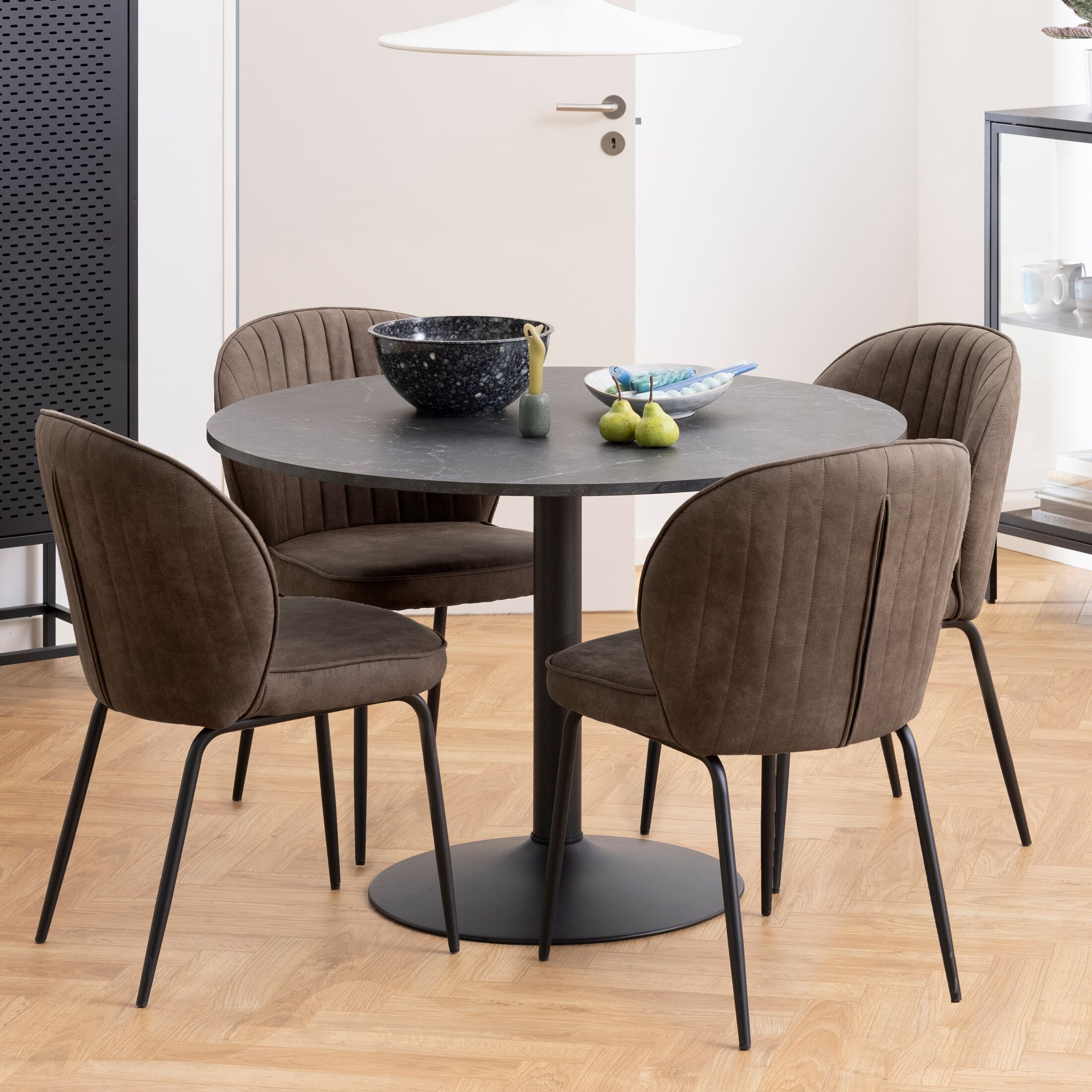 Bendt ronde eettafel Ivana – Zwart marmerprint, Ø110 cm