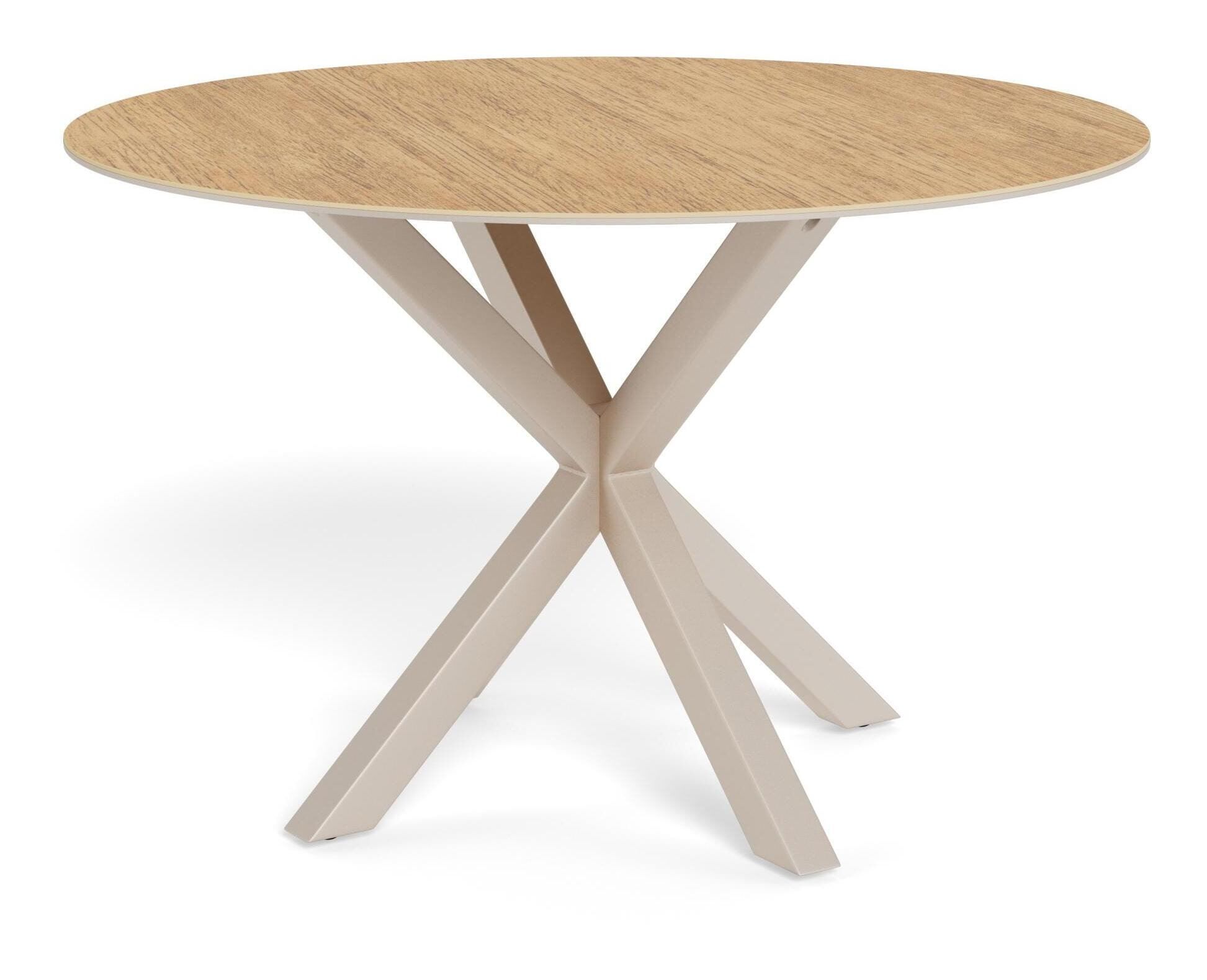 Bendt Ronde Eettafel Line – Moderne keramische tafel met eikenlook, 119 cm
