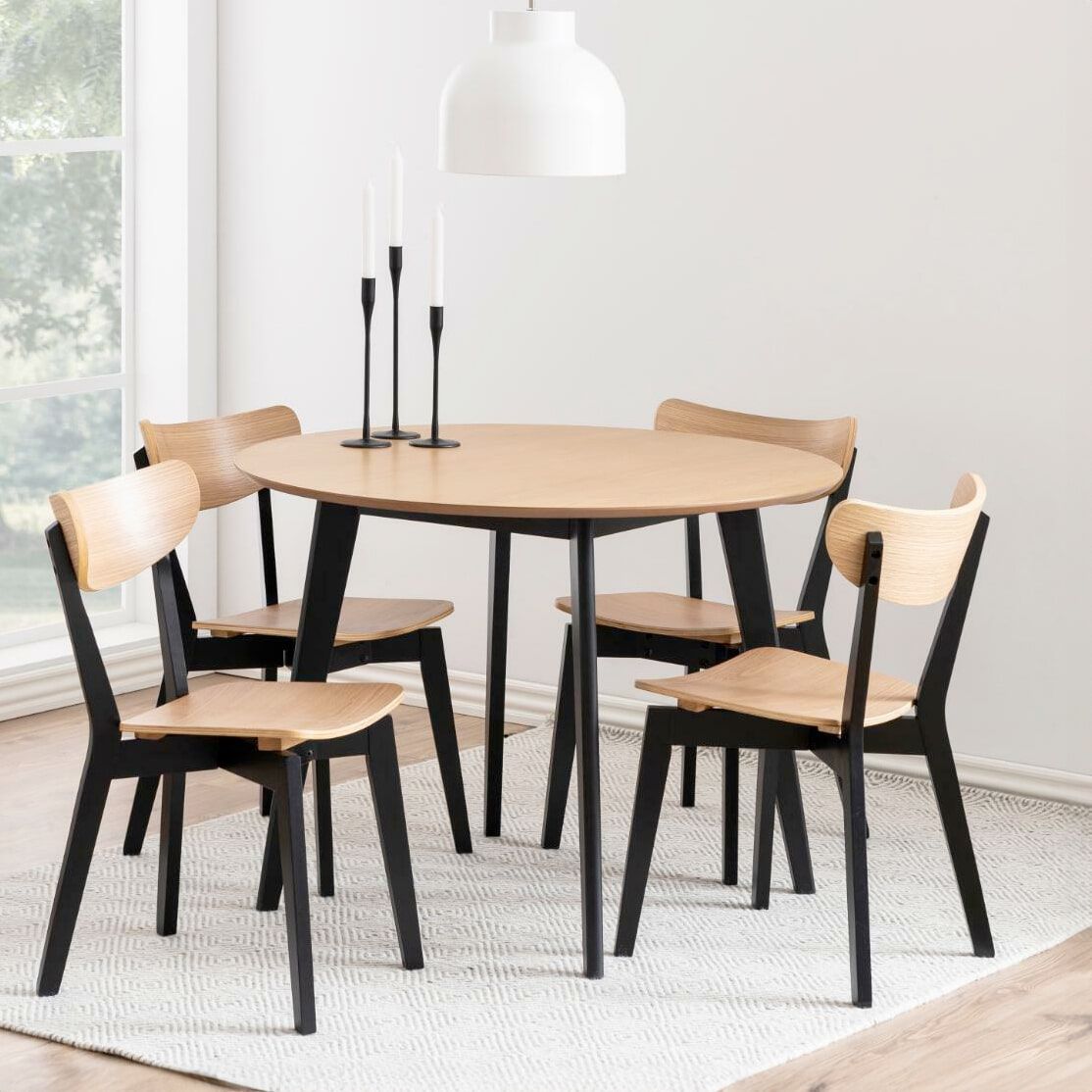 Bendt Ronde Eettafel Torkil Ø105 cm – Naturel & Zwart, stijlvol en compact