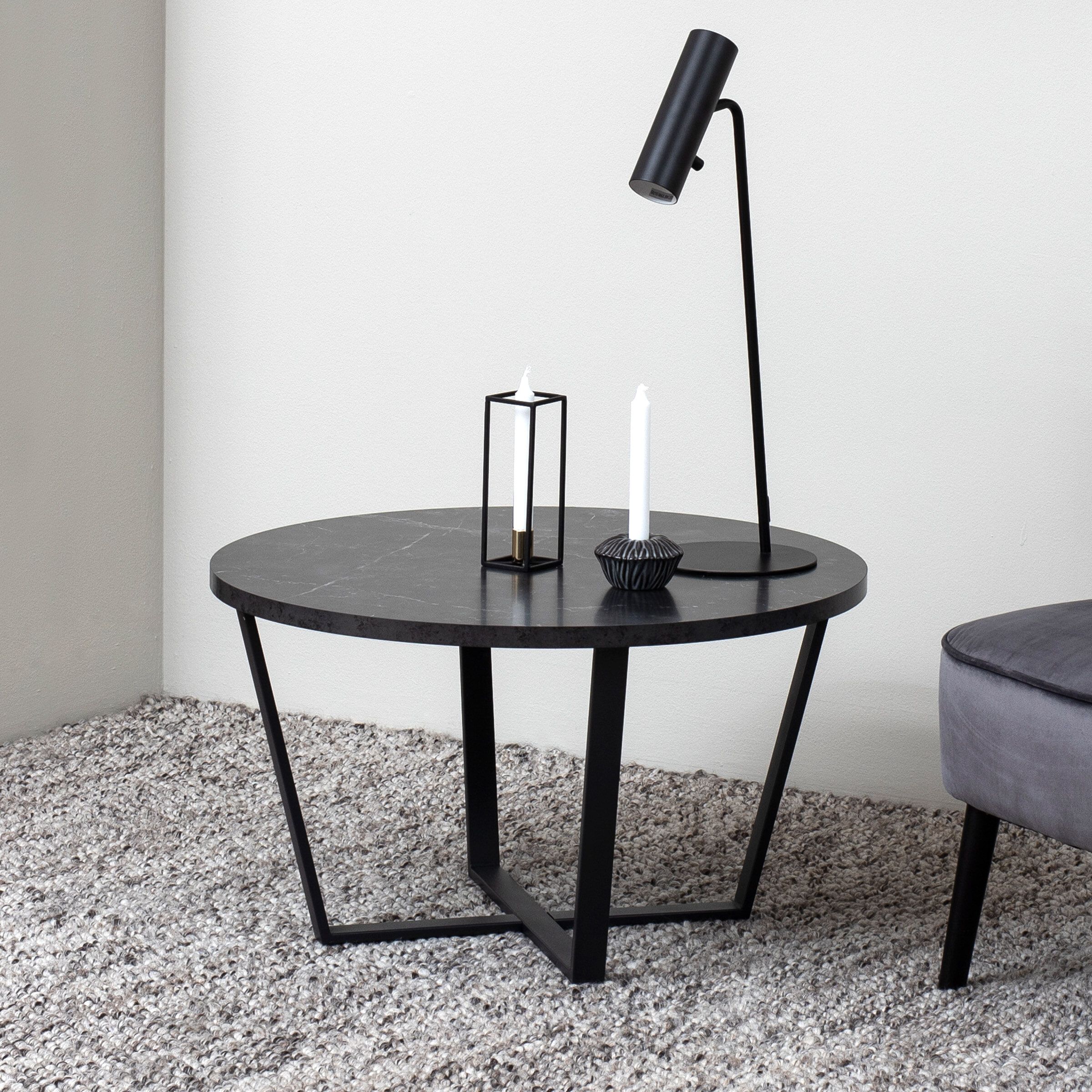 Bendt ronde salontafel 77 cm – Zwart marmerlook, modern & onderhoudsvriendelijk