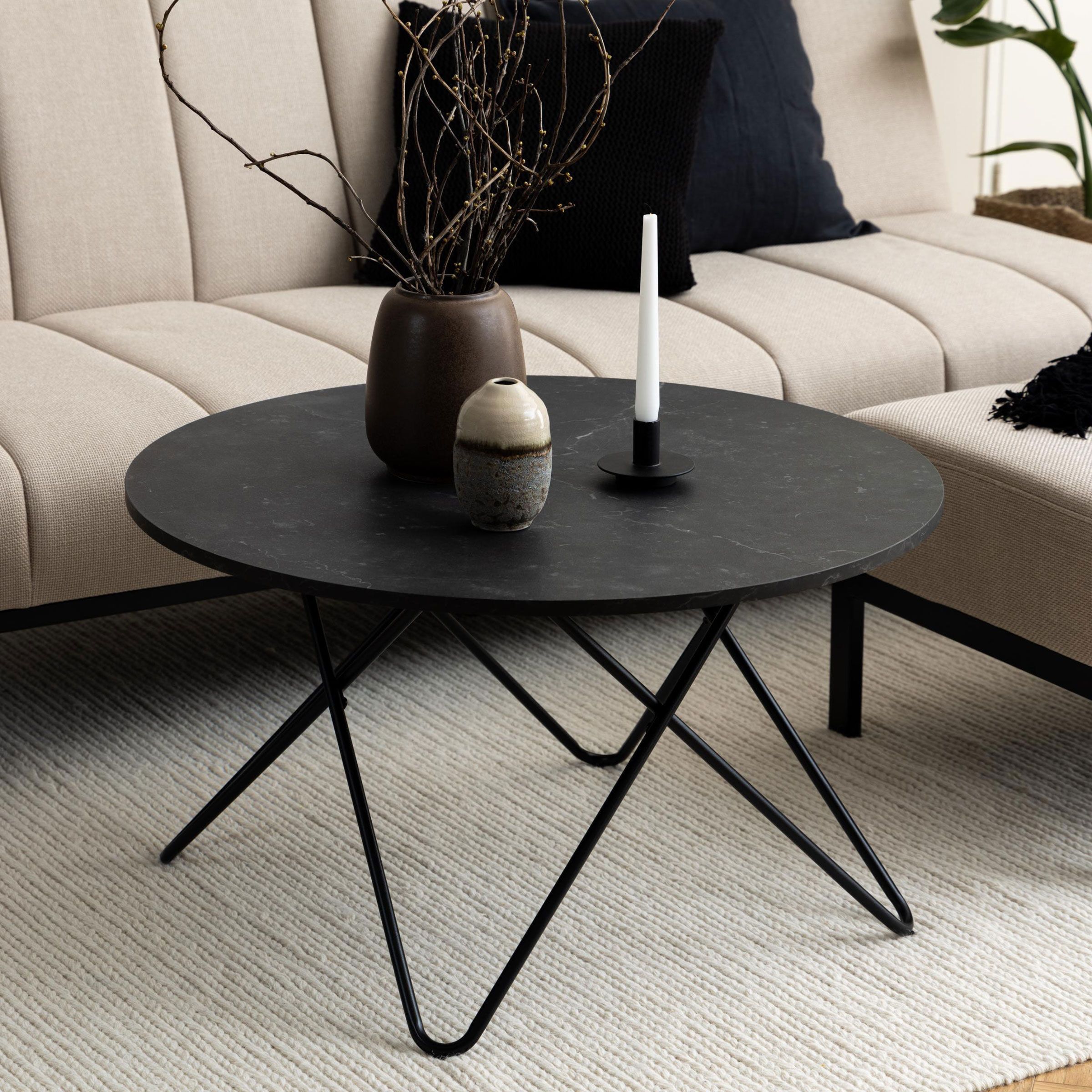 Bendt Ronde Salontafel Constantinos – Zwarte Marmerlook, 80 cm