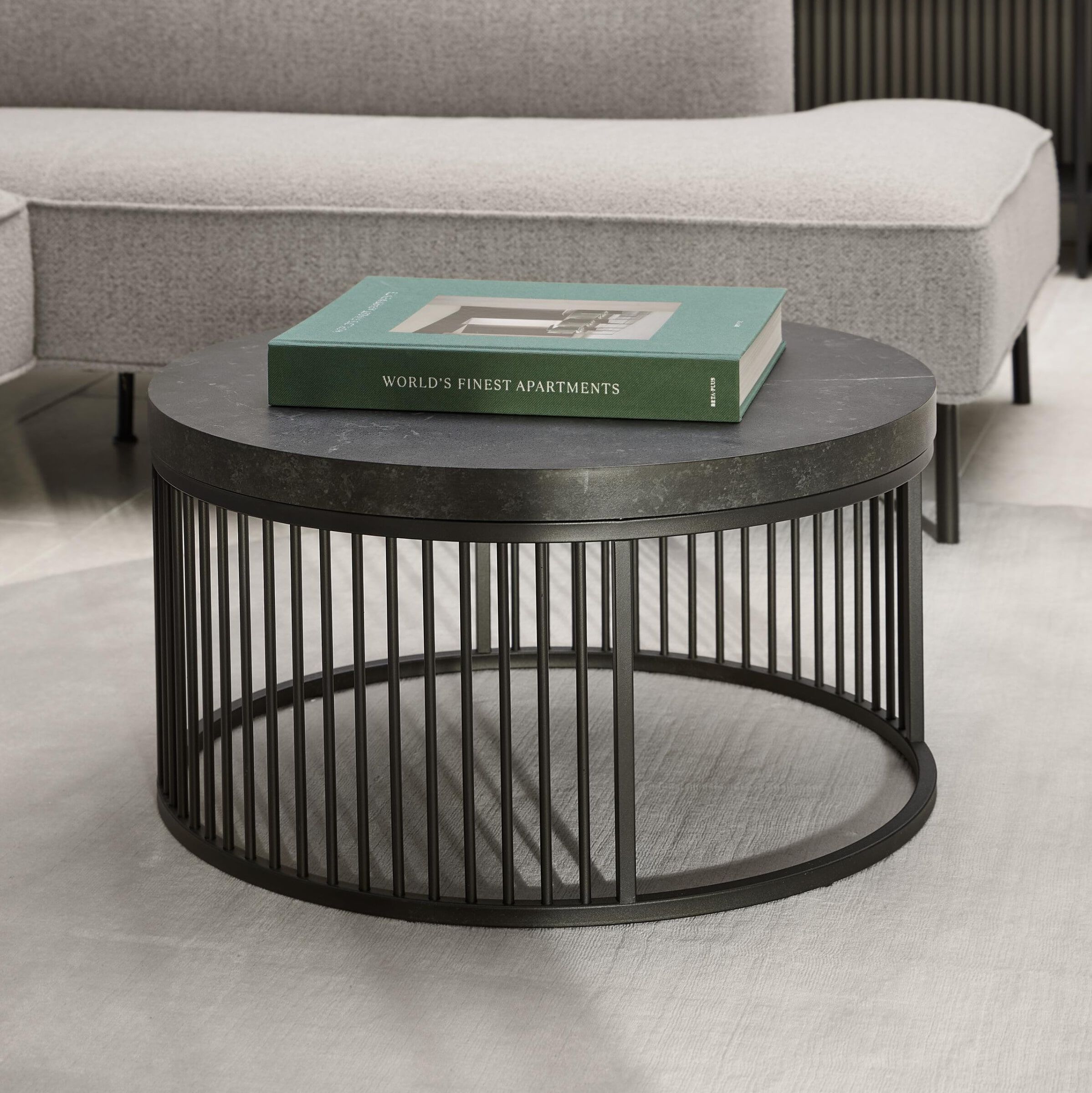 Bendt ronde salontafel Esme – Strak zwart marmerlook, 65 cm