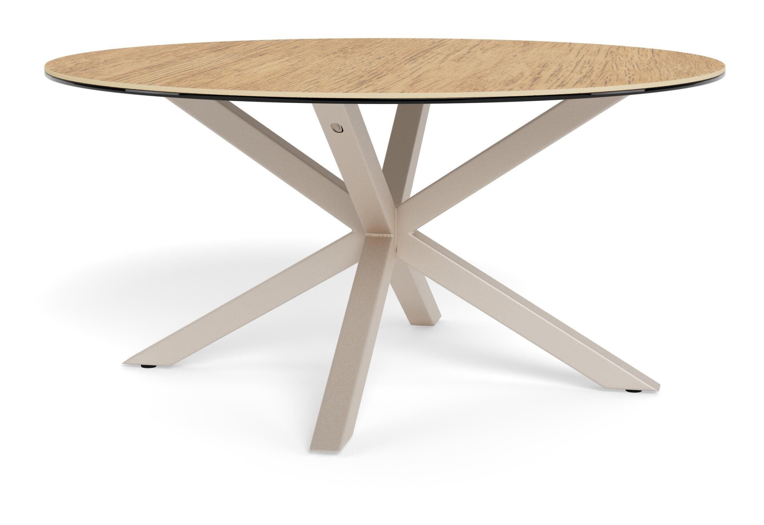 Bendt ronde salontafel Line – keramisch blad met eikenlook & grijze kruisvoet, 82 cm