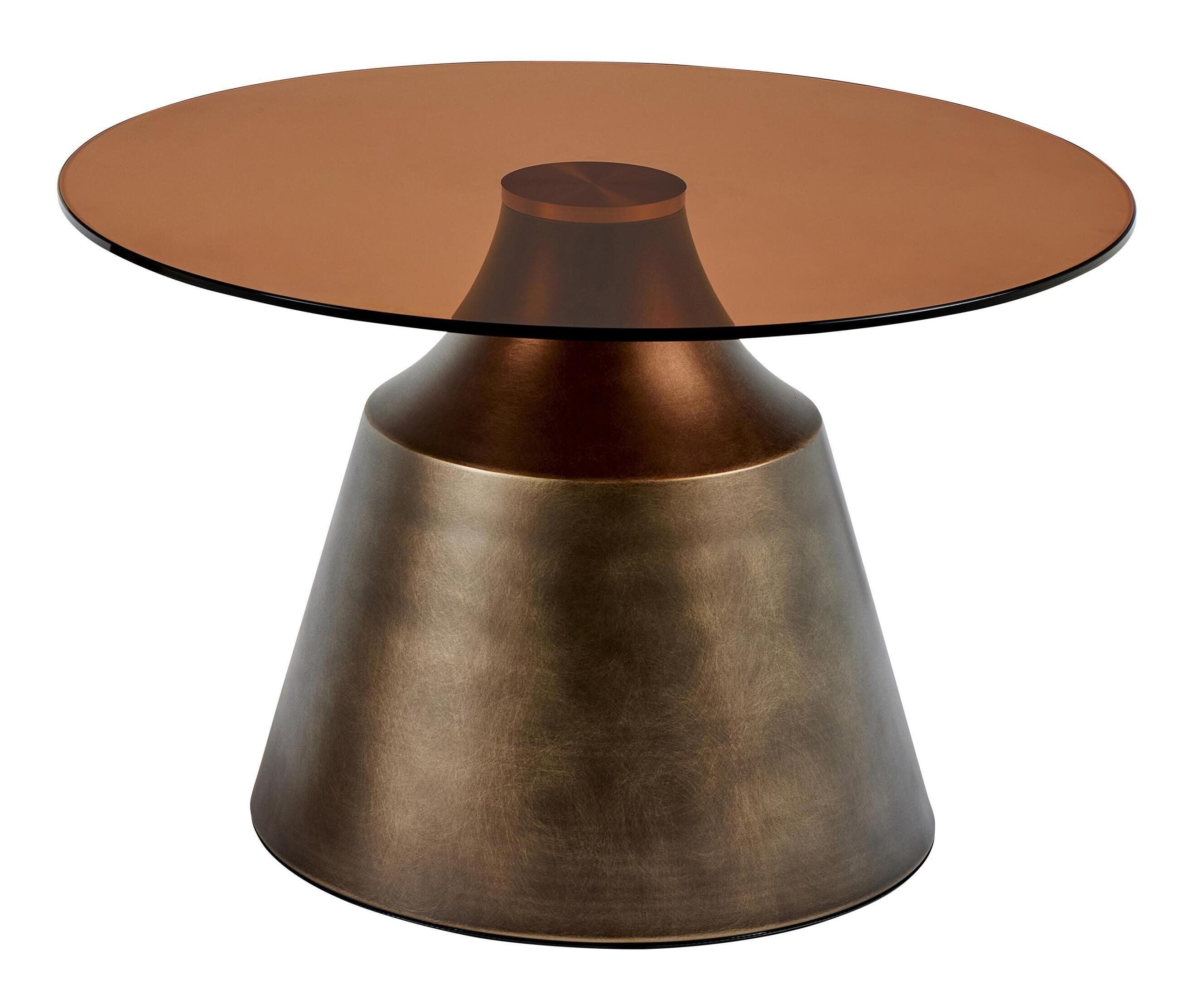 Bendt Ronde Salontafel Tameeka – Glas & Brons, 70 cm, Bruin