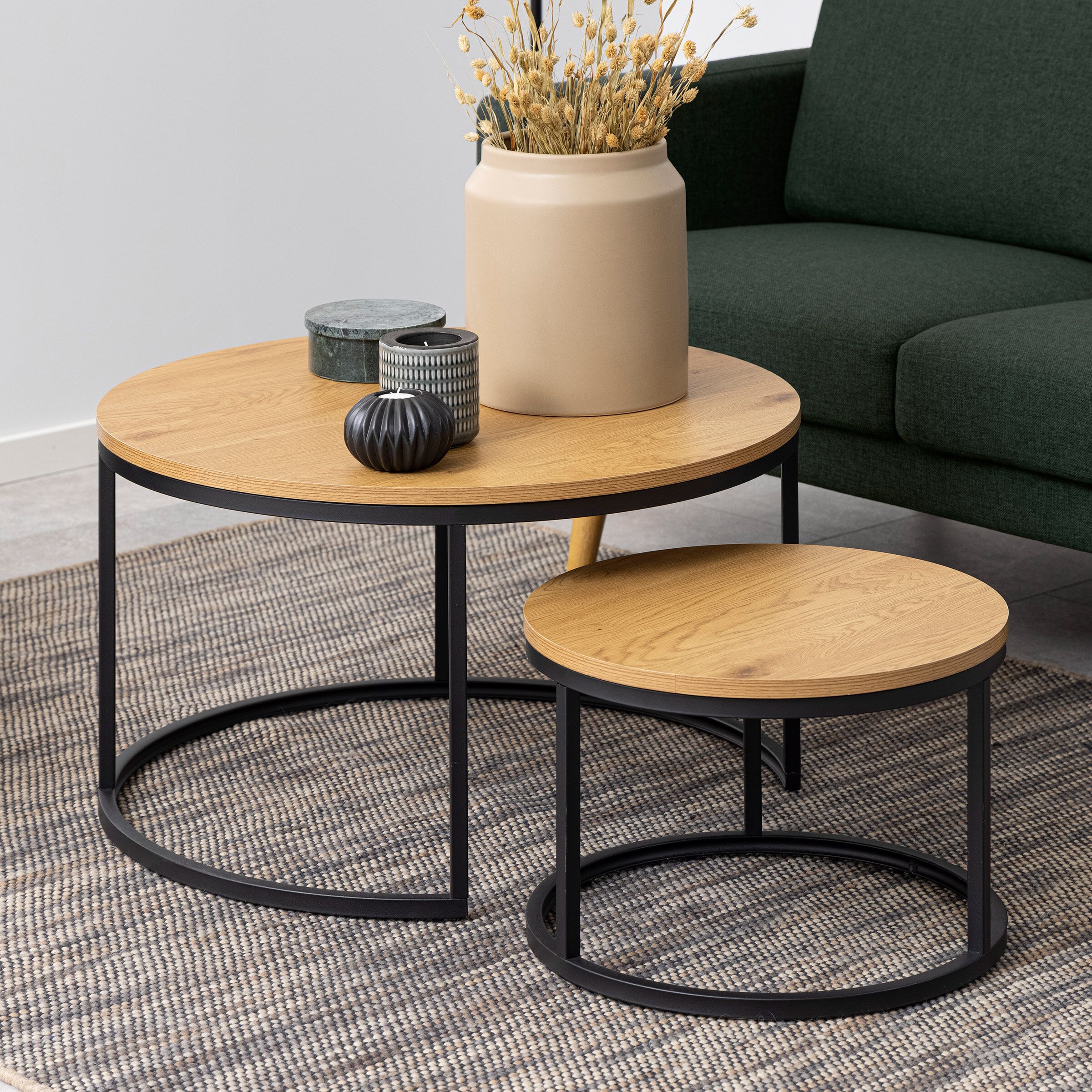 Bendt Salontafel Flemming Set – Ronde eiken tafels voor elke woonruimte