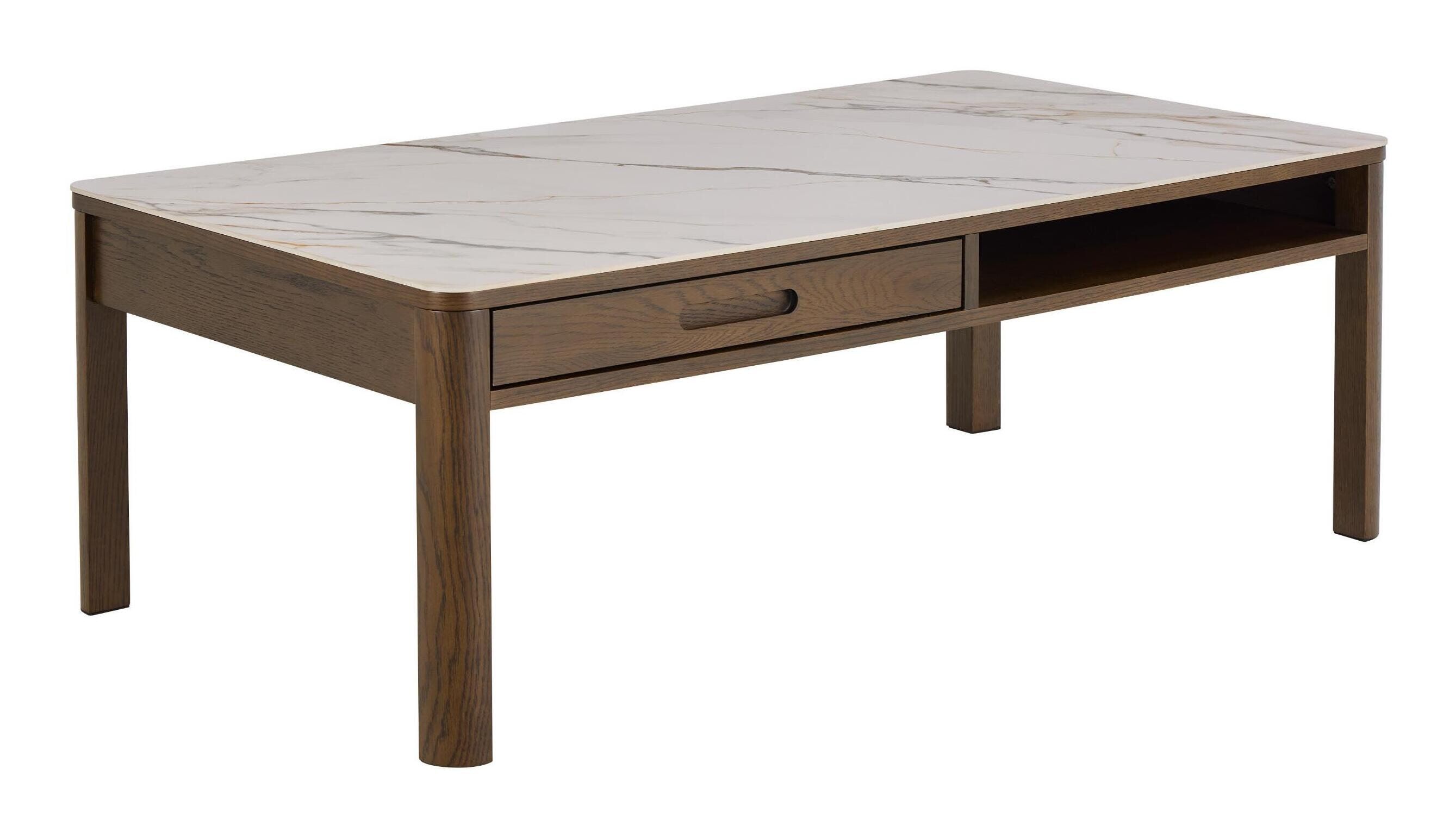 Bendt Salontafel Jawana – Elegante marmerlook met eikenfineer (130 × 70 cm)